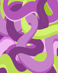 Obraz premium Wavy shape duo tone lime green violet suitable for background and backdrop