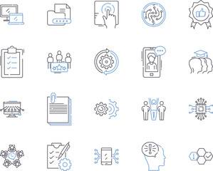 Business relationship outline icons collection. Partnership, Agreement, Networking, Collaboration, Trust, Linkage, Alliance vector and illustration concept set. Bonding, Investment, Interaction linear
