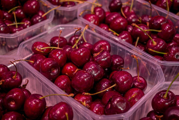 Shiny cherries, in a farmer s market