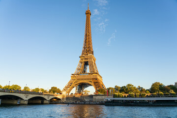 Eiffel Tower by Seine river in Paris