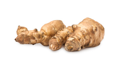 Group of Jerusalem artichokes isolated on white