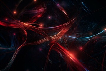 a colorful abstract background with lines and lines in the middle of the image, with a black background and a red and blue background with white lines. generative ai