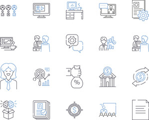 mutual funds outline icons collection. mutual, funds, investing, asset, classes, stock, bonds vector and illustration concept set. ETF, finance, bonds linear signs
