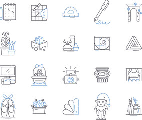 Design thinking outline icons collection. Design, Thinking, Creativity, Innovation, Problem-solving, Ideation, Collaboration vector and illustration concept set. User-Centred, Process, Perspective