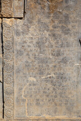 Cuneiform Inscription in Tachara Palace, Persepolis, Iran
