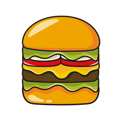 delicious burger illustration with selected ingredients