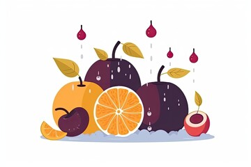 colorful fruit arrangement with oranges as the base. Generative AI
