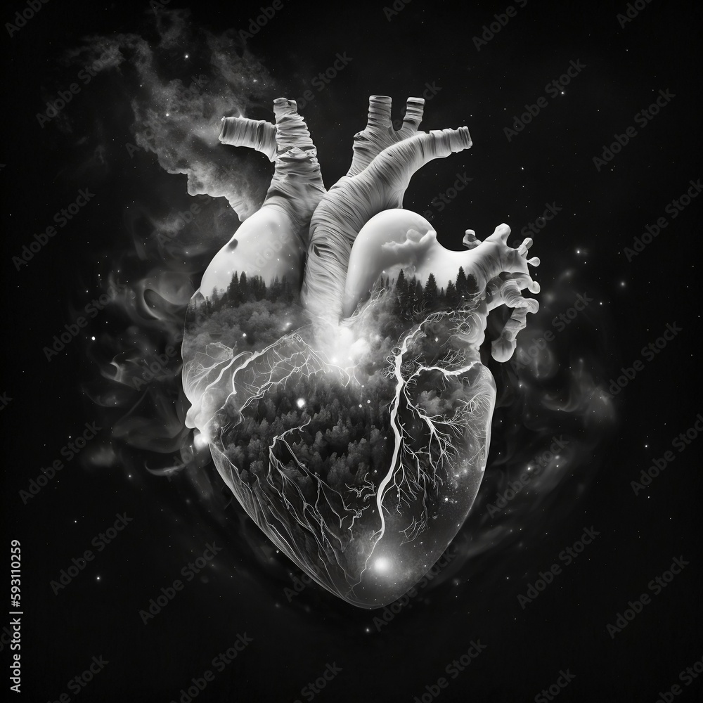 Canvas Prints heart on black background