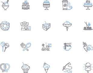 Food outline icons collection. Food, cuisine, diet, delicacy, nutrition, fuel, sustenance vector and illustration concept set. feast, snack, edible linear signs