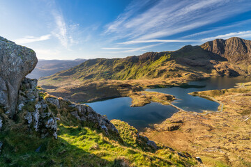 Llyn Llydaw lake near Pyg Track at Pen-y Pass in Snowdonia. Wales