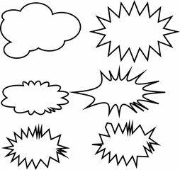 Fototapeta premium Collection of speech cloud shapes on white background.