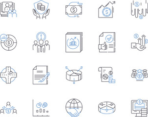 financial plan and control outline icons collection. Financial, planning, control, budgeting, investment, saving, cash vector and illustration concept set. flow,analysis,taxation linear signs