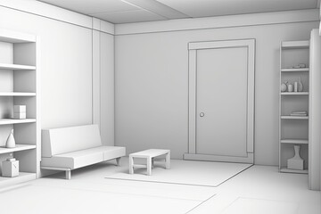 modern white living room with minimalist design. Generative AI