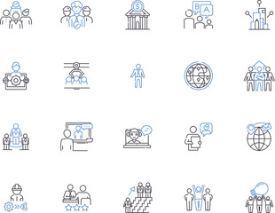 Franchise business outline icons collection. Franchise, Business, Opportunity, Investment, Retail, Expansion, Support vector and illustration concept set. Revenue, Agreement, Outlet linear signs