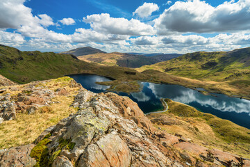 Naklejka premium Llyn Llydaw lake near Pyg Track at Pen-y Pass in Snowdonia. Wales