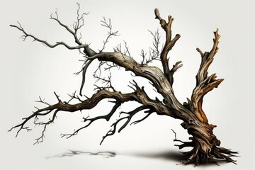 over a white background, an illustration of a dead tree branch. Generative AI
