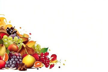 Obraz na płótnie Canvas colorful heap of fresh fruits on a plain white background. Generative AI