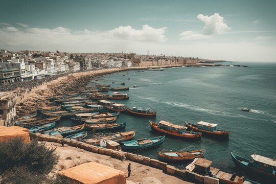 View of the harbour of Rabat, Morocco in Africa. Generative AI