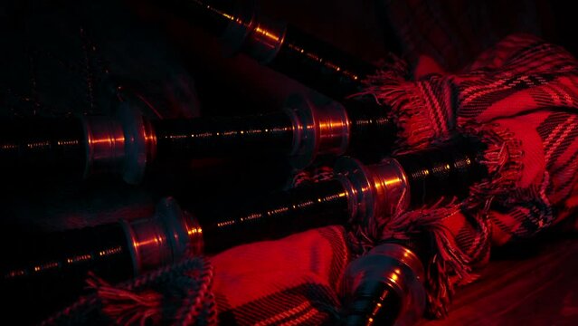 Scottish Bagpipes In Fire Glow