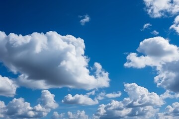 Naklejka na ściany i meble Serene Blue Sky with Fluffy Clouds Background, Generative AI