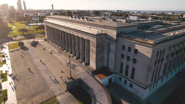 4k aerial distance video of city at sunset, recoleta, buenos aires argentina