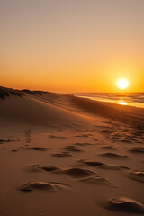 Fototapeta na wymiar golden horizon with a sunset over the ocean
