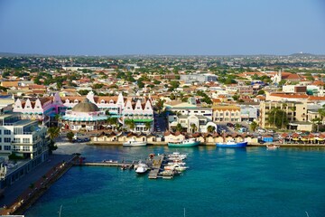 Fototapeta na wymiar The Waterfront harbour of Oranjestad Aruba