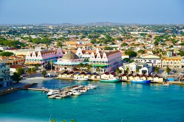 The Waterfront harbour of Oranjestad Aruba - obrazy, fototapety, plakaty