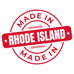 Made In Rhode Island Stamp Logo Icon Symbol Design. Seal National Original Product Badge. Vector Illustration