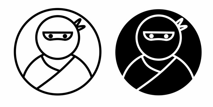 outline silhouette ninja icon set isolated on white background