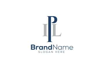 Letter P L law firm logo design vector template