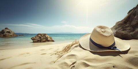 Ready for summer travel with straw hat