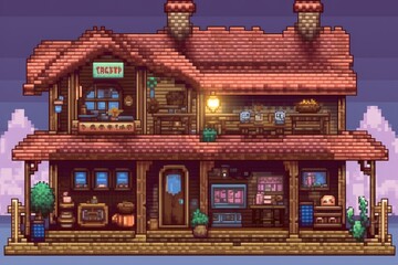 8 bit, pixelated, and arcade-inspired. creating a vintage game. Generative AI