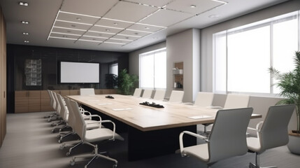 white screen mockup on conference room Generative AI