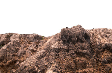 Mounds of earth and stones isolated on white background, clipping  path