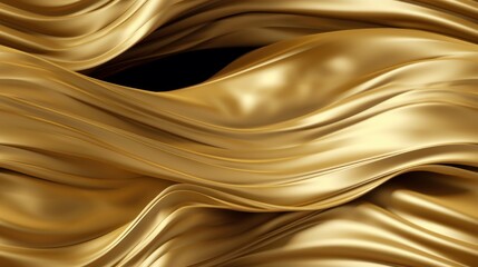 Fototapeta premium Seamless Wavy Wedding Banner with Gold Glistening Fabric Pattern