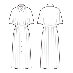 Long shirt dress fashion vector sketch, Apparel template - Illustrator CC