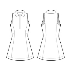 Tennis mini dress fashion vector sketch, Apparel template - Illustrator CC