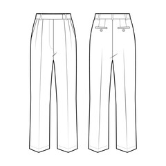 Wide-leg trousers fashion vector sketch, Apparel template - Illustrator CC