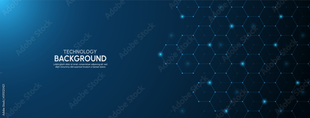 Wall mural technology abstract lines and dots connect background vector illustration.
