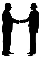 business people shaking hands silhuoette vector