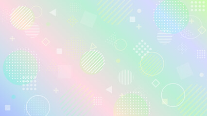 カラフルなニュアンスグラデーションと色々な形の抽象背景　ワイド