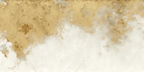 White and golden messy wall stucco texture background. Decorative wall paint. Generative AI