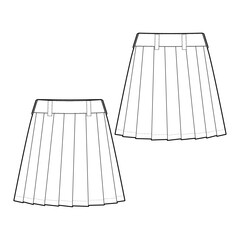 Women's pleated mini skirt fashion vector sketch - Illustrator CC