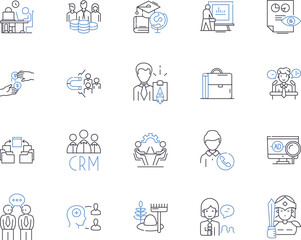 Employee life outline icons collection. Worker, Job, Joblessness, Salary, Benefits, Performance, Motivation vector and illustration concept set. Reward, Hours, Vacation linear signs