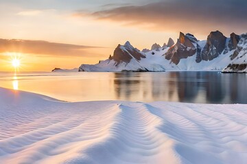 Sunset over the snow-covered mountains in Patagonia, Argentina generative ai