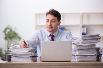 Young male employee working in the office