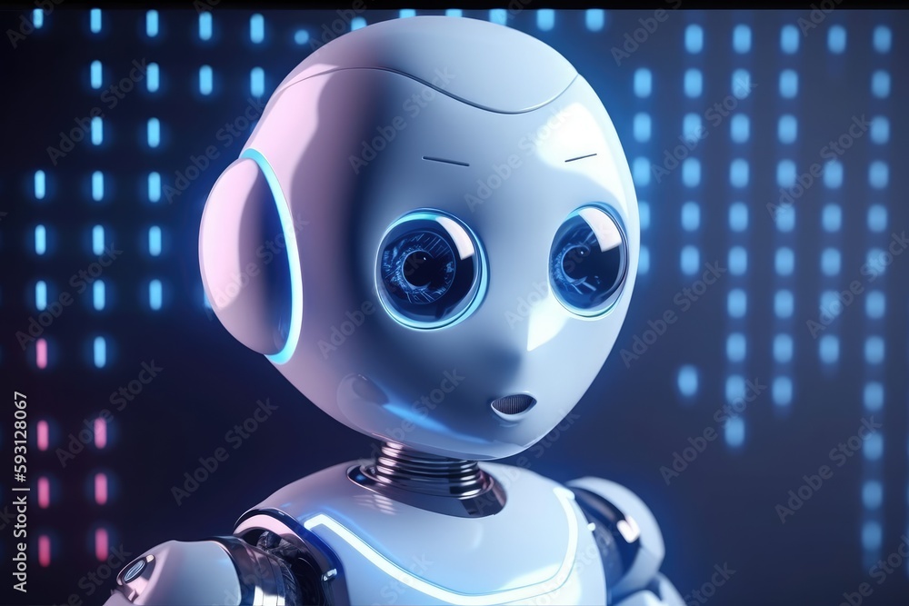 Aufkleber cute robot character. chatbot for social media chat. distinct generative ai image.