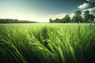 Obraz na płótnie Canvas picture of a field of green grass. Generative AI