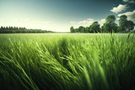 picture of a field of green grass. Generative AI